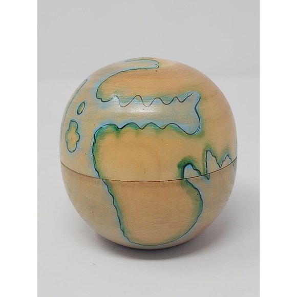 Vintage Oriental Trading Wooden Globe With 8 Multicultural Small Wooden Children - Picture 5 of 15